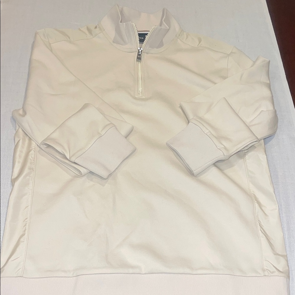 0601100 Hugo Boss Men's Cream quarter Zip-Up Sweater